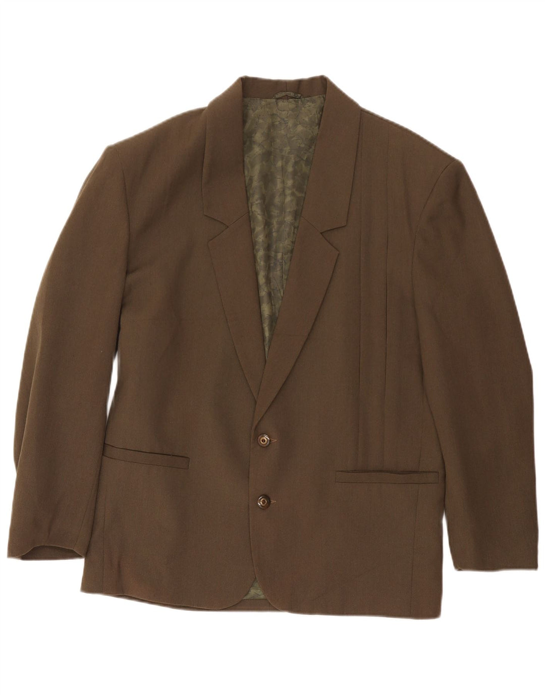 Giacca blazer vintage da uomo a 2 bottoni UK 38 media kaki classica