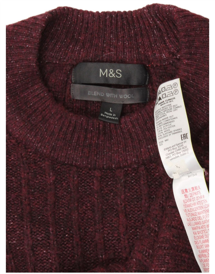 Maglione maglione girocollo da uomo Marks & Spencer grande bordeaux screziato