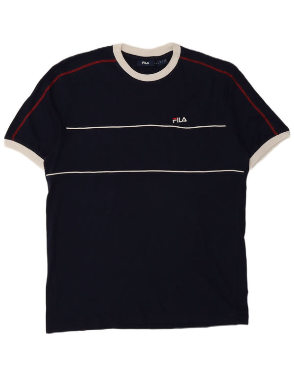 T-shirt da uomo Fila Top Large in cotone a righe blu navy
