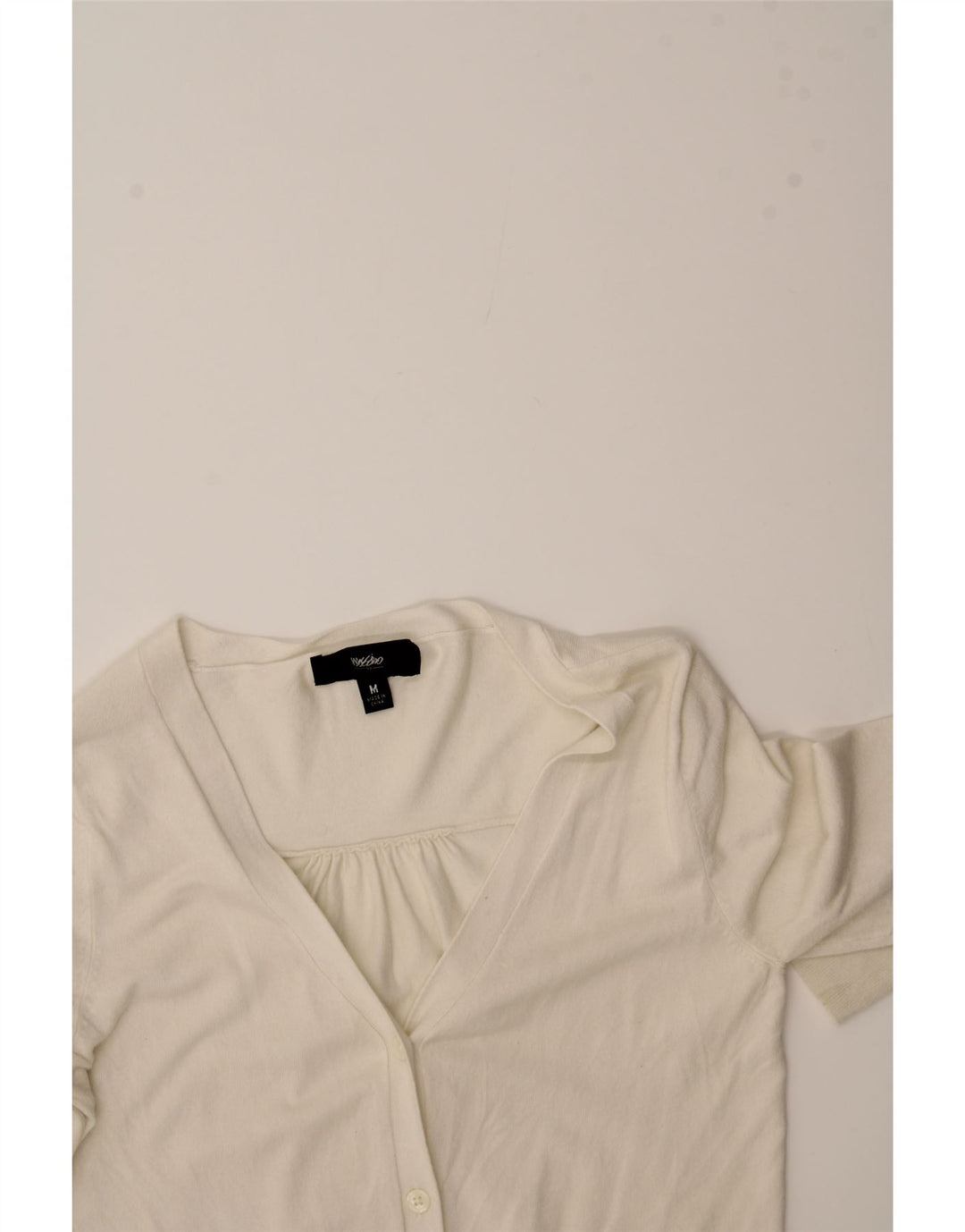 MOSSIMO Womens 3/4 Sleeve Cardigan Sweater UK 12  Medium Off White Rayon Vintage Mossimo and Second-Hand Mossimo from Messina Hembry 