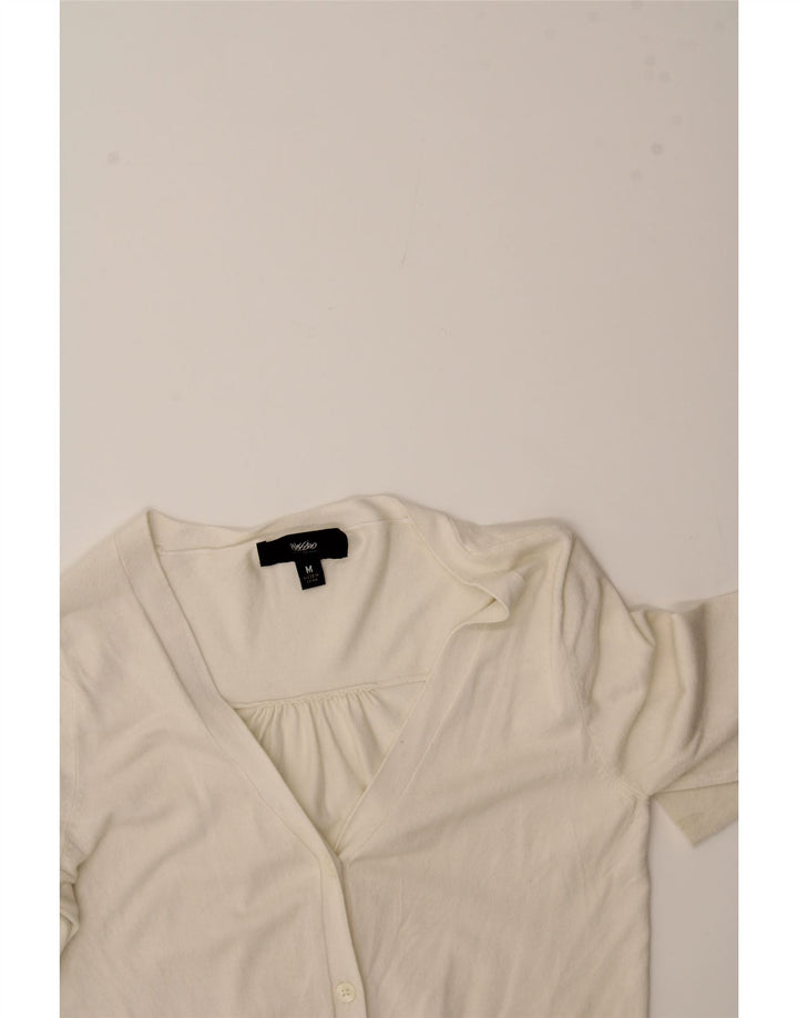 MOSSIMO Womens 3/4 Sleeve Cardigan Sweater UK 12  Medium Off White Rayon Vintage Mossimo and Second-Hand Mossimo from Messina Hembry 