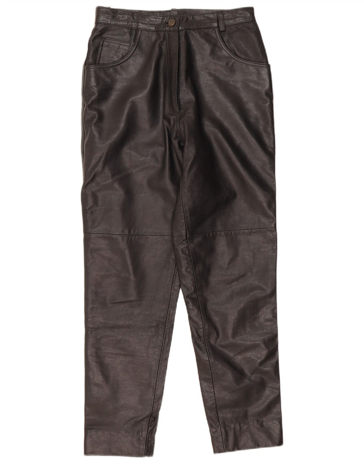 Pantaloni dritti in pelle da donna Front Line W30 L28 Pelle nera
