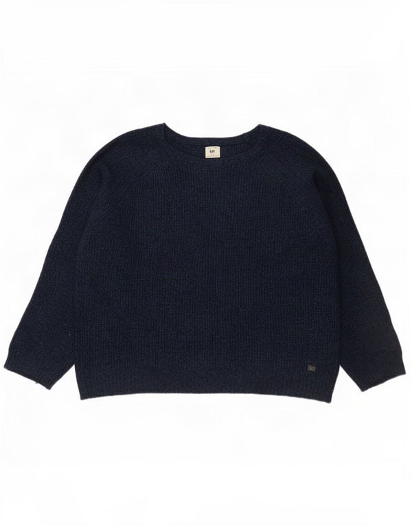 Maglione maglione con scollo a barca da donna Lee UK 18 XL acrilico blu navy
