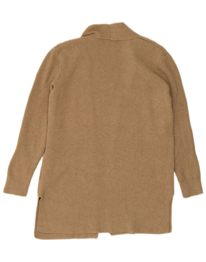 Maglione cardigan aperto da donna Marks & Spencer UK 8 piccolo viscosa beige