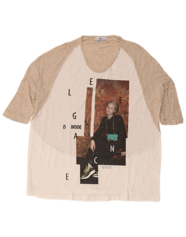 T-shirt grafica da donna Zara Top UK 14 Medium White Colourblock