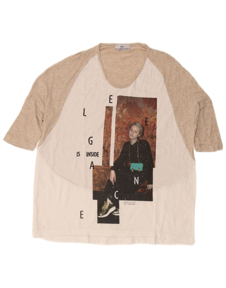 T-shirt grafica da donna Zara Top UK 14 Medium White Colourblock