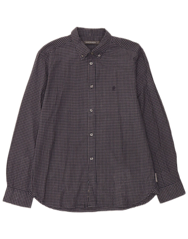 Camicia da uomo in flanella French Connection grande cotone a quadretti blu navy