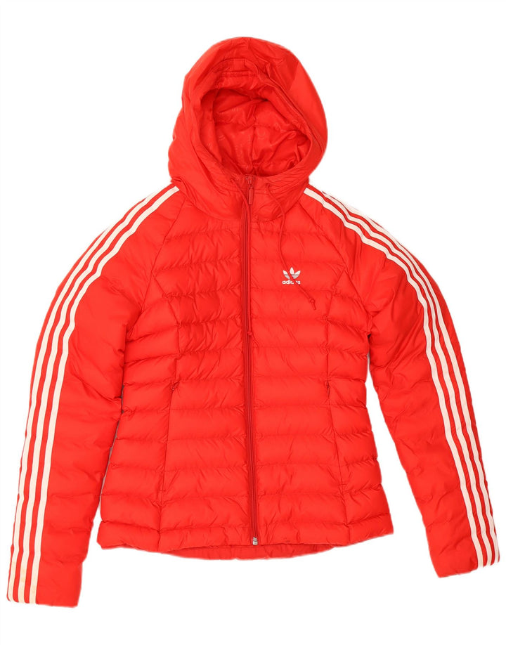 Giacca imbottita con cappuccio da donna Adidas UK 8 Small rossa in poliammide