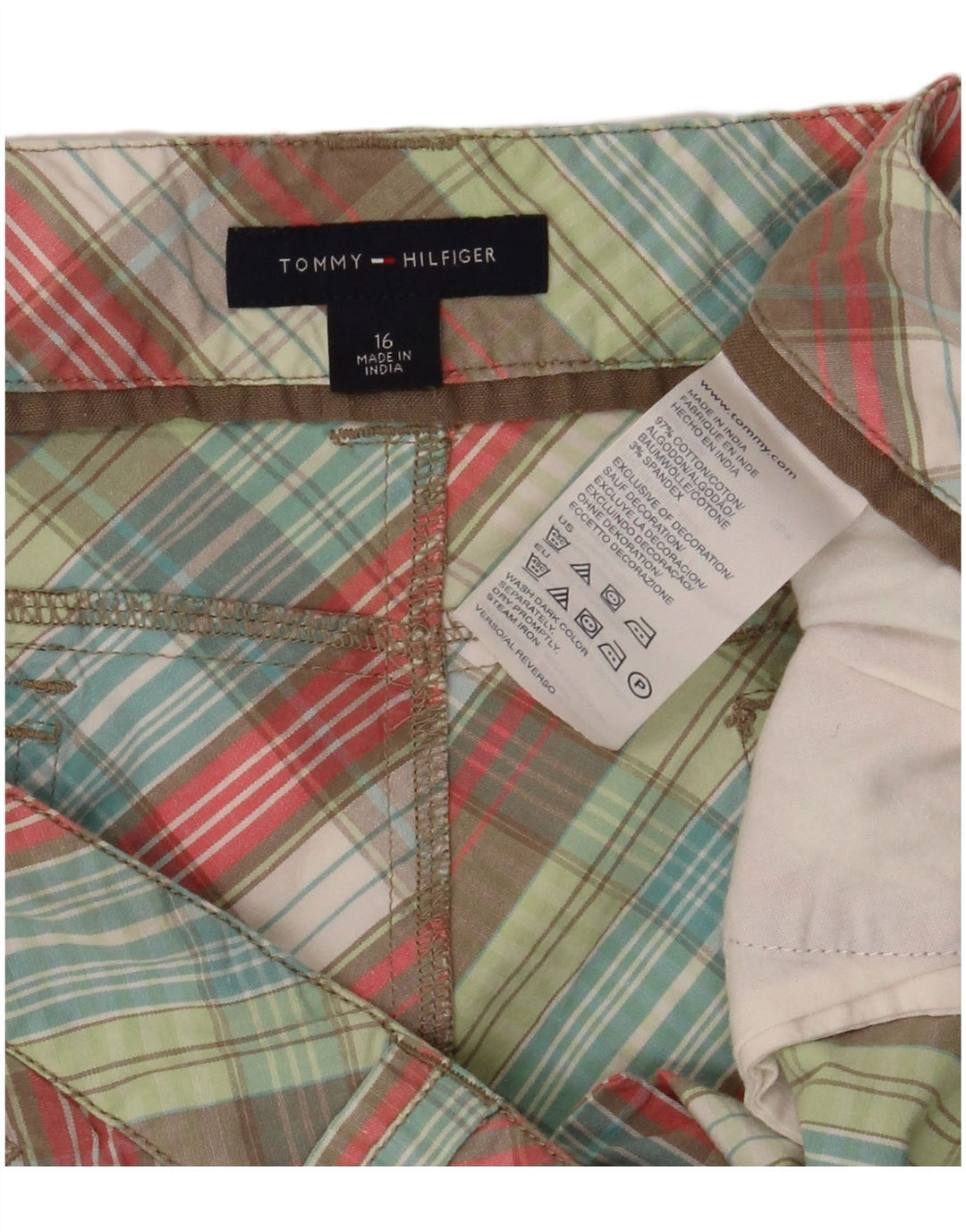 TOMMY HILFIGER Gonna dritta bambina 15-16 anni W28 a quadri multicolore