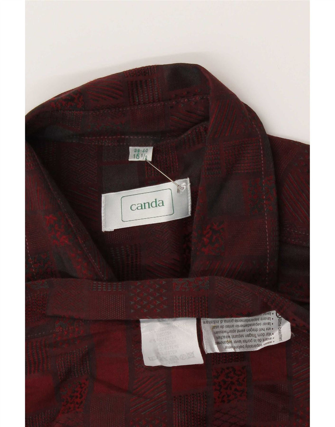 Camicia Canda da uomo taglia 39/40 viscosa geometrica bordeaux media