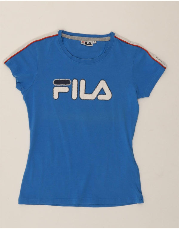 Maglietta grafica da donna Fila Top UK 8 Small in cotone blu