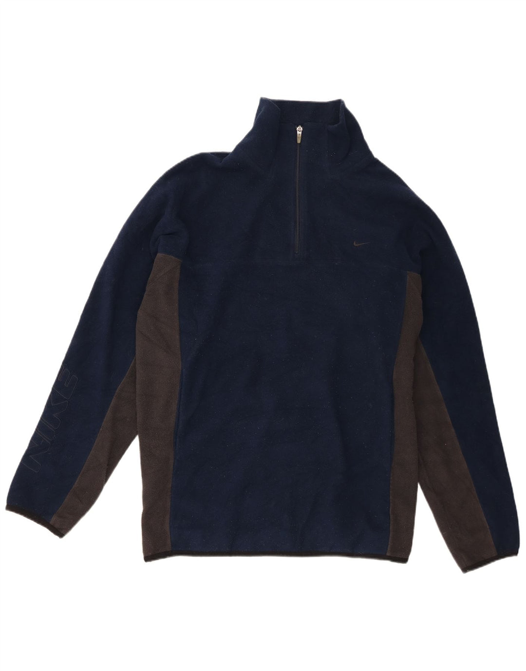 Maglia da uomo in pile con zip intera grafica Nike XL blu navy in poliestere color block