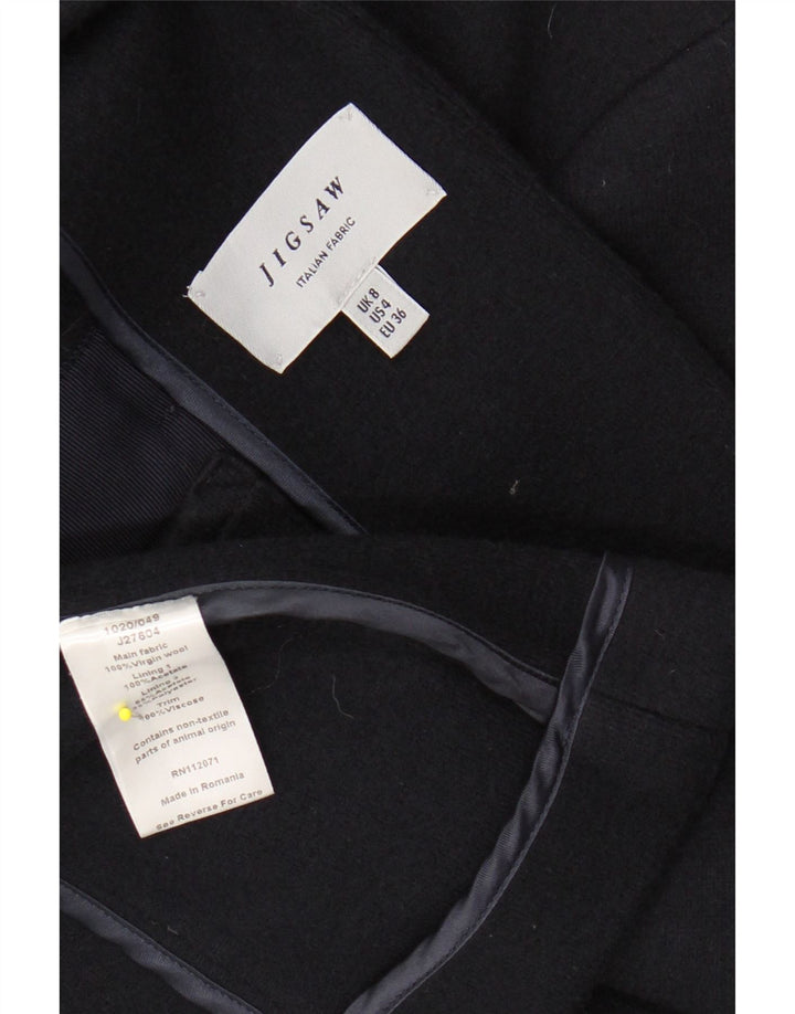 JIGSAW Giacca blazer da donna a 1 bottone UK 8 piccola in lana vergine blu navy