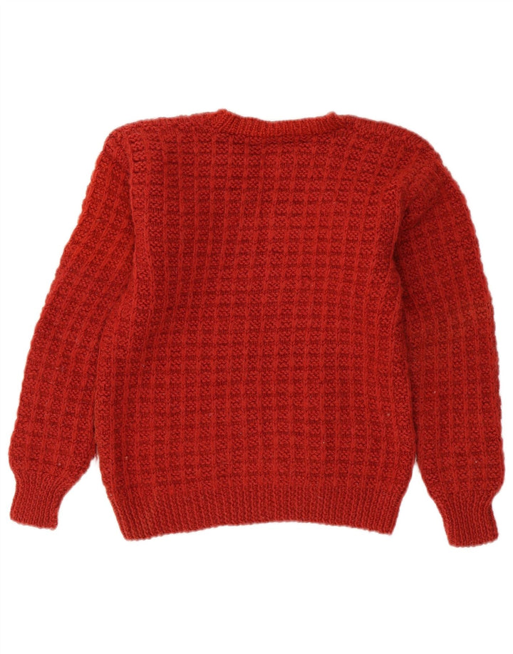 Maglione da donna con scollo a V corto VINTAGE UK 8 piccolo rosso