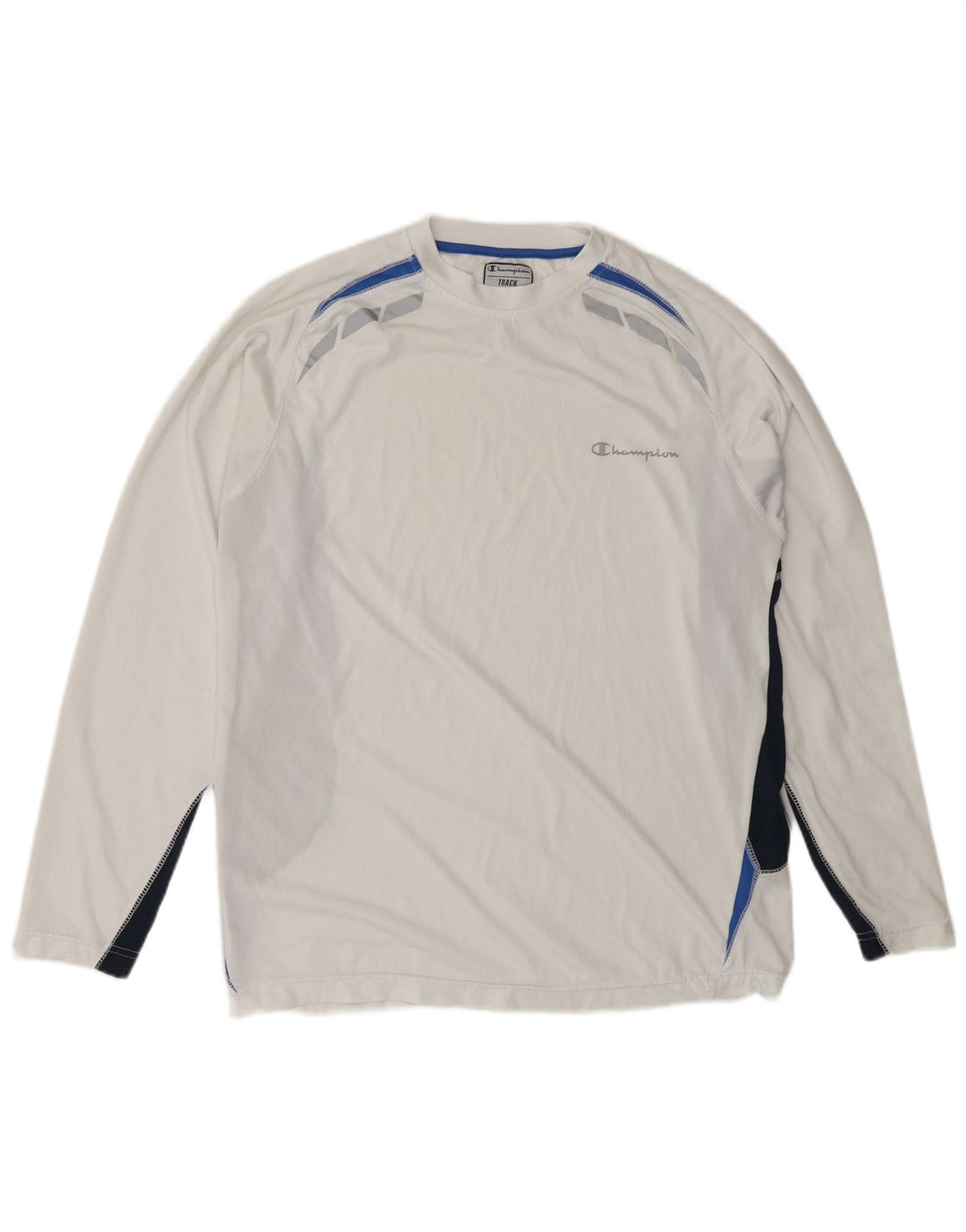 Champion Maglia da uomo vestibilità ampia a maniche lunghe piccola in poliestere color block bianco