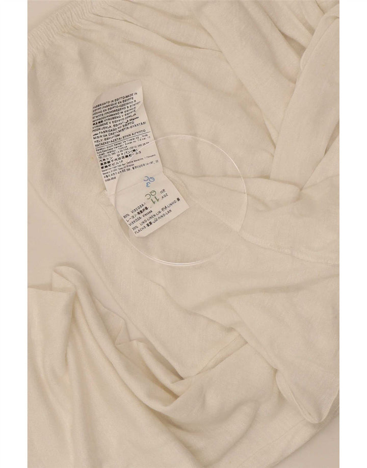 Benetton Top da donna oversize con spalle scoperte UK 16 Large in viscosa bianca