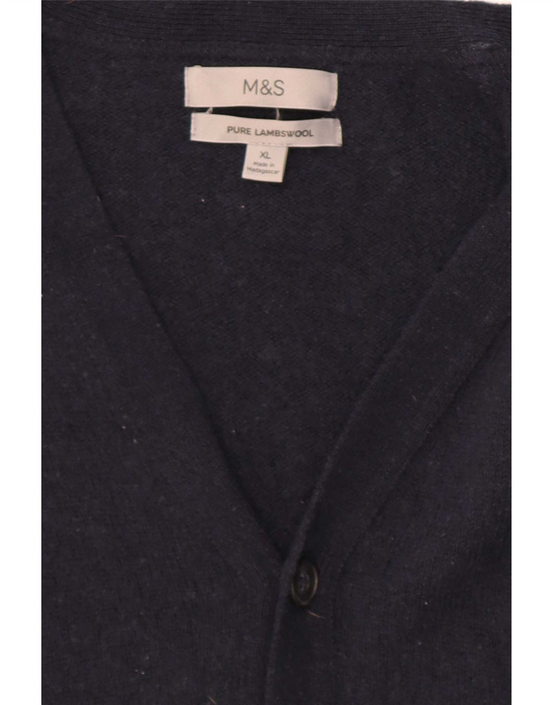 Maglione cardigan da uomo Marks & Spencer XL blu navy in lana d'agnello