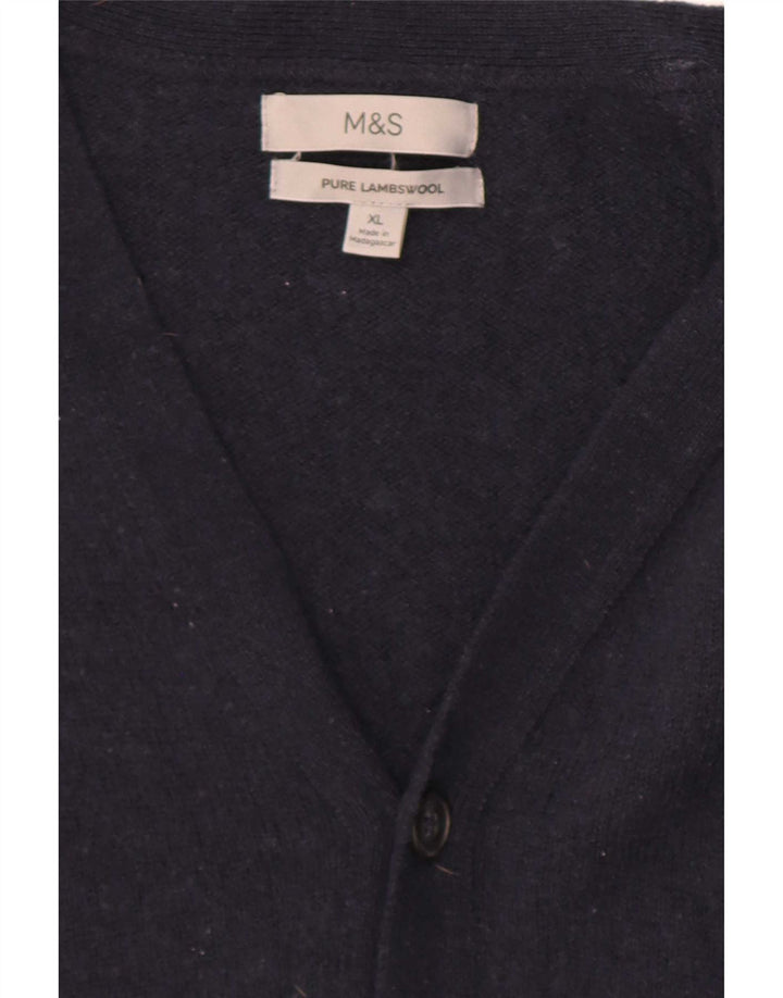 Maglione cardigan da uomo Marks & Spencer XL blu navy in lana d'agnello