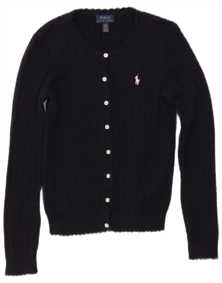 POLO RALPH LAUREN Maglione cardigan per ragazze 12-13 anni grande blu navy