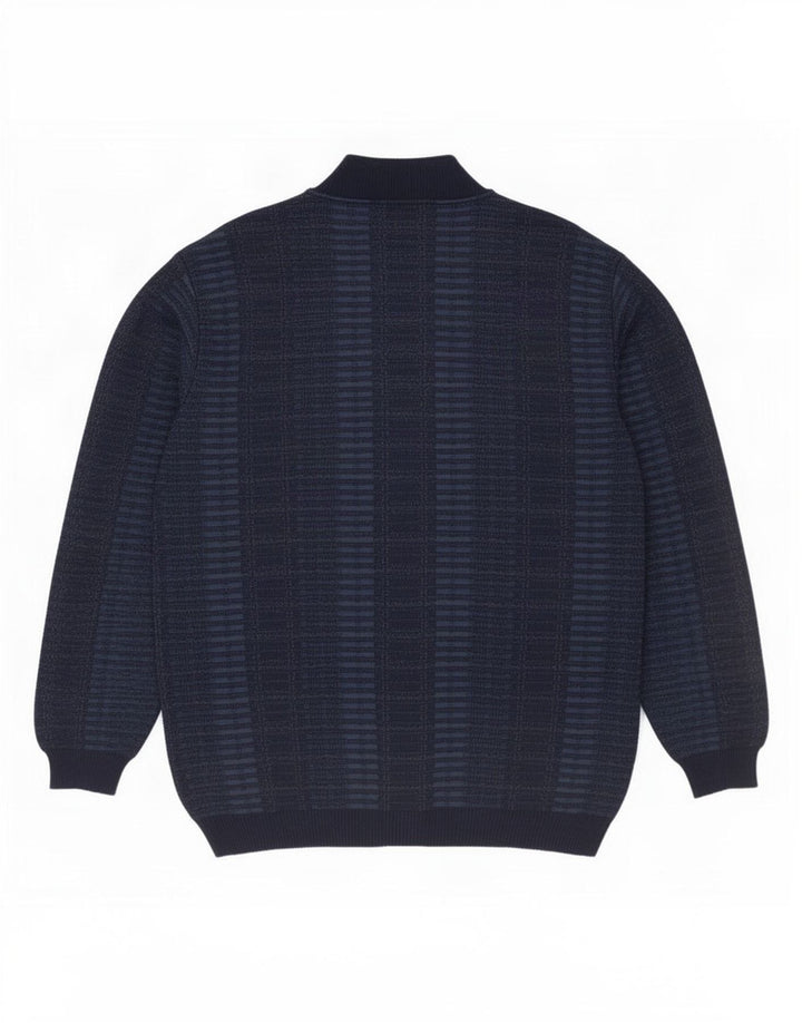 Maglione cardigan da uomo Bernardini IT 52 medio in lana a quadri blu navy