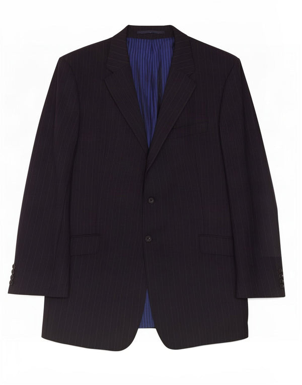 Giacca blazer a 2 bottoni da uomo Marks & Spencer UK 44 XL gessato blu navy