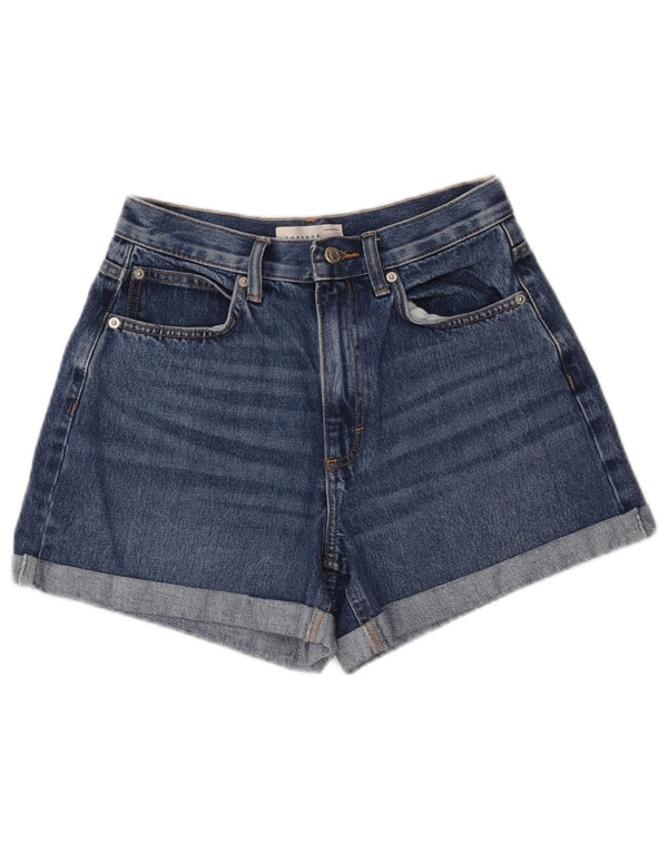 Pantaloncini di jeans da donna Topshop UK 10 piccoli W27 cotone blu