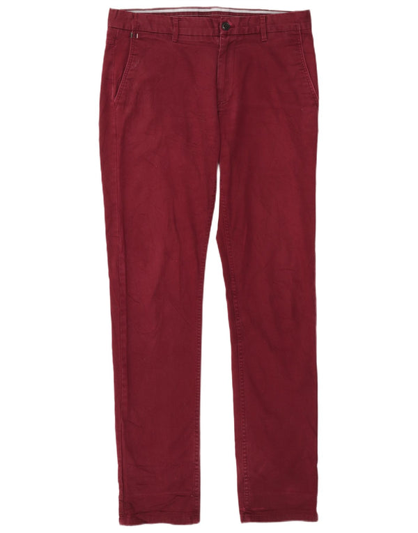 Pantaloni chino slim da uomo Zara EU 42 Large W32 L33 Borgogna