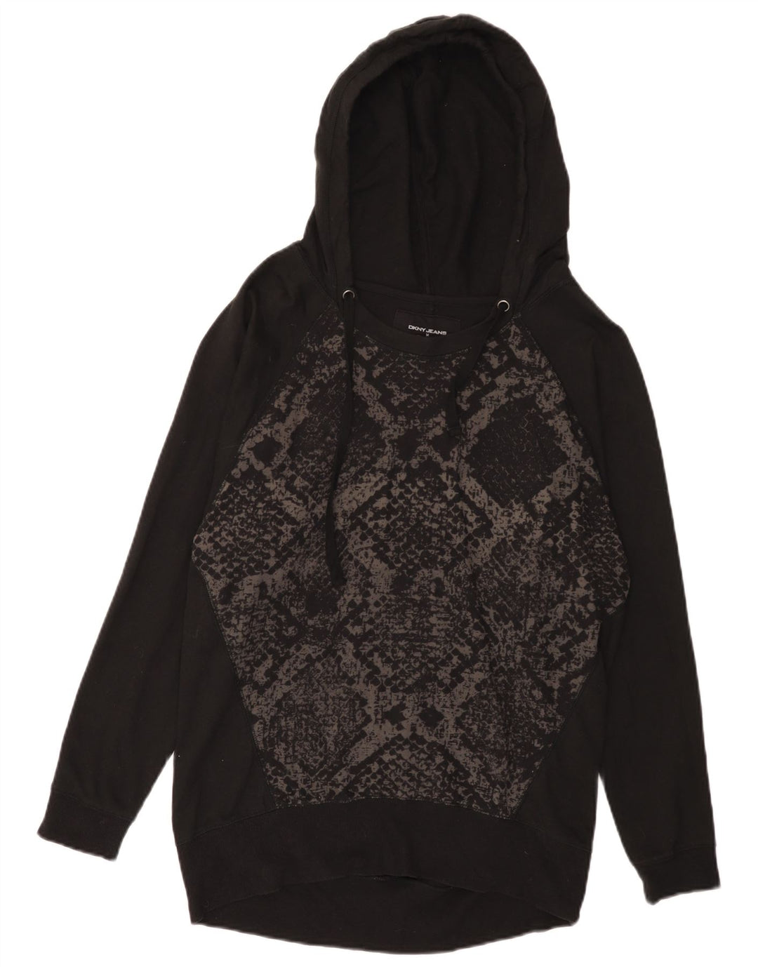 Maglione con cappuccio da donna Dkny UK 14 cotone geometrico nero medio