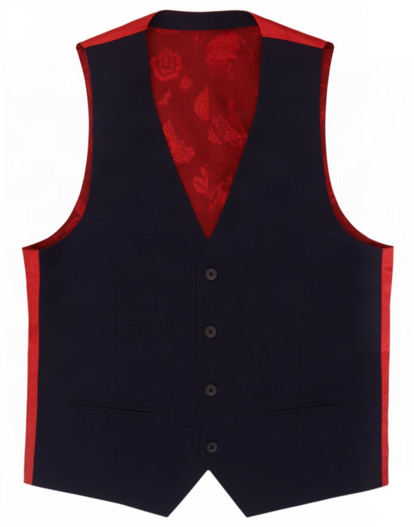 Ted Baker Mens 4 Button Waistcoat UK 36 Small Navy Blue Colourblock Wool