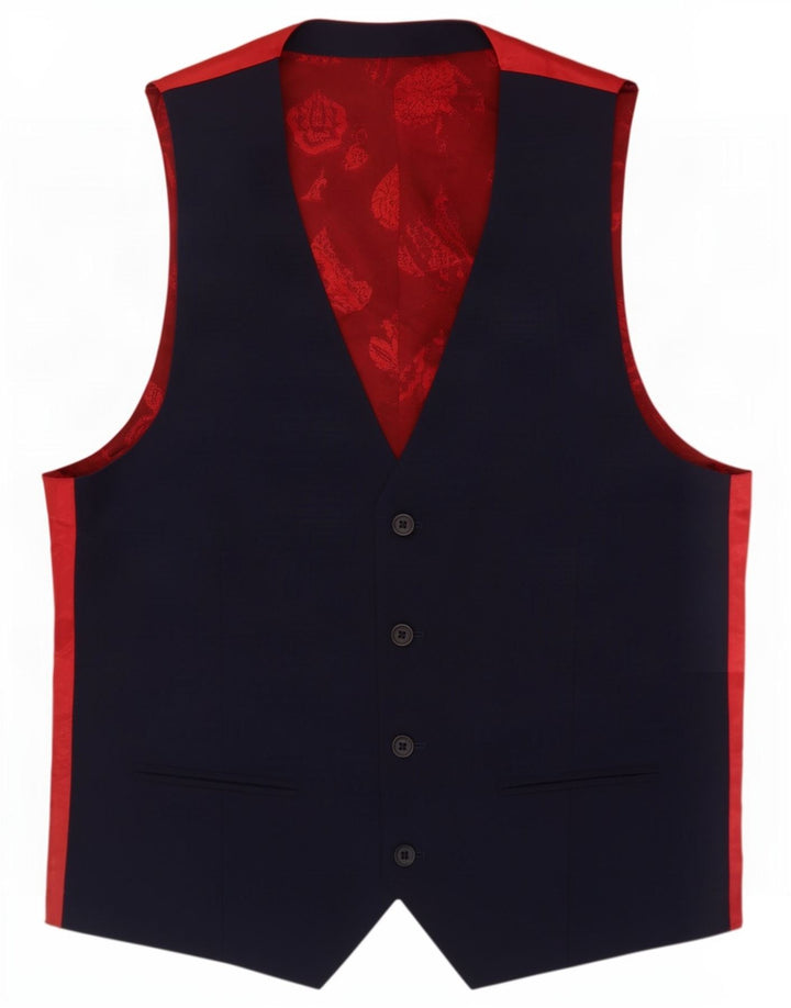 Gilet da uomo a 4 bottoni Ted Baker UK 36 Small Lana color block blu navy