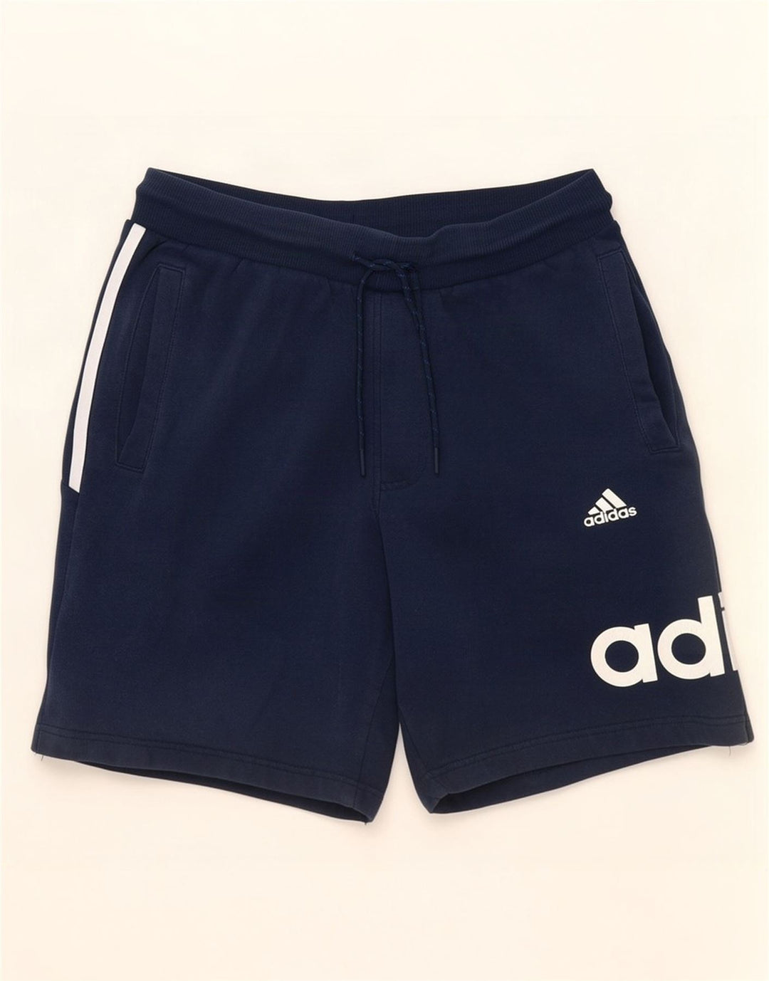 Pantaloncini sportivi Adidas da uomo con grafica media in cotone blu navy