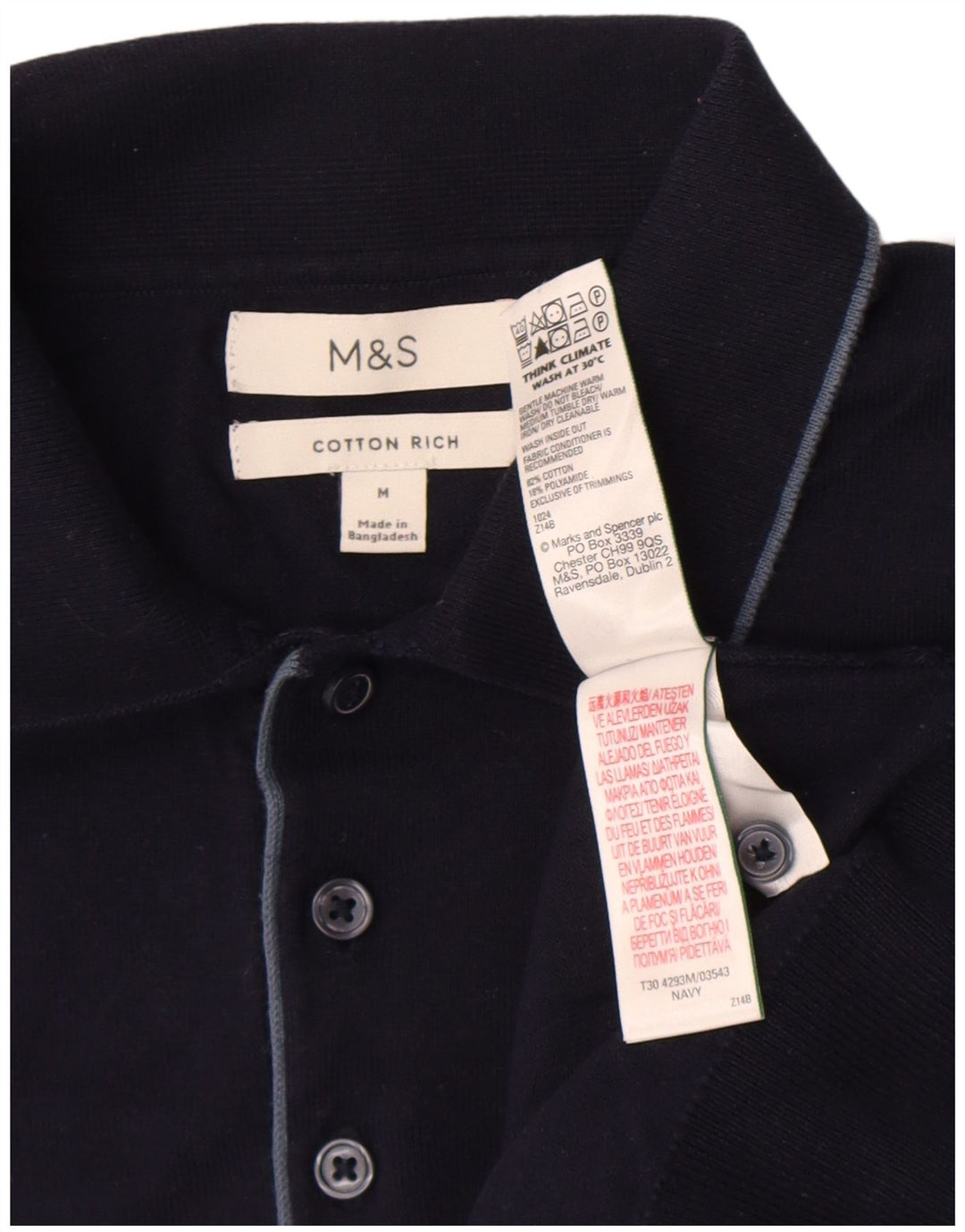 Polo da uomo Marks & Spencer media cotone blu navy