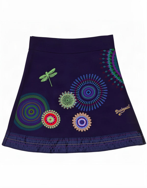 Desigual Gonna a trapezio da donna piccola W27 in cotone geometrico blu navy
