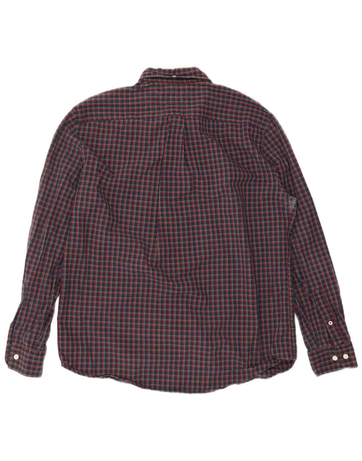 Tommy Hilfiger Camicia da uomo dalla vestibilità classica, grande, in cotone a quadri blu navy