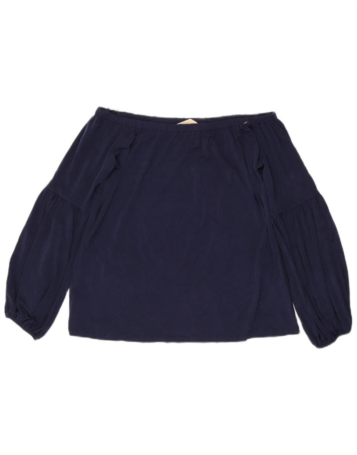 Top corto da donna con spalle scoperte Michael Kors UK 10 piccolo poliestere blu navy