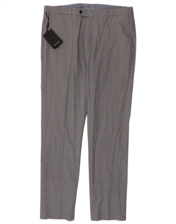 Pantaloni da abito slim da uomo Massimo Dutti EU 44 Large W34 L33 Pied de poule grigio