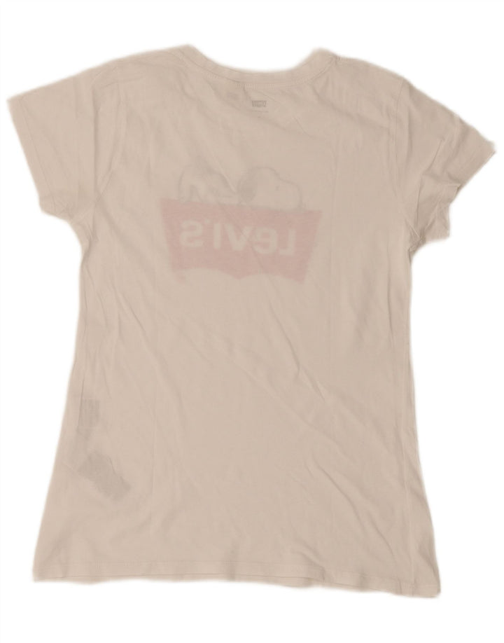 T-shirt grafica da donna Levi's Top UK 12 cotone bianco medio