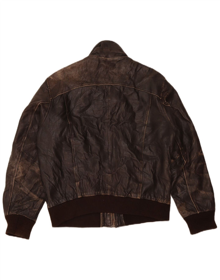 Giacca in pelle da donna VINTAGE UK 18 XL in pelle marrone