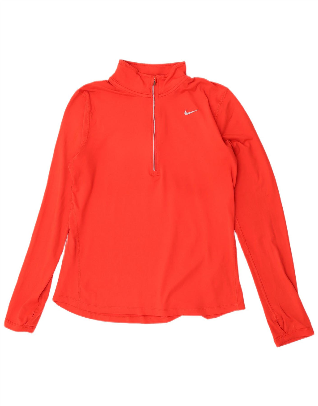 Top della tuta da ginnastica Nike da donna con collo e zip UK 14 poliestere rosso medio
