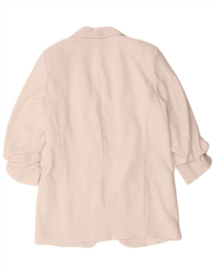 Giacca blazer aperta da donna con maniche a 3/4 Zara UK 14 poliestere bianco medio