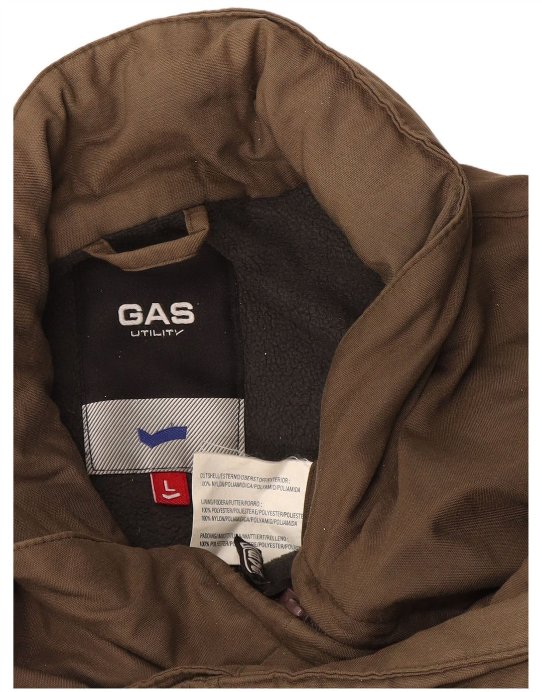 Giacca da uomo con cappuccio Gas UK 40 Large in nylon marrone