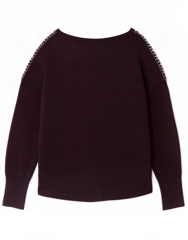 Oasis Maglione da donna oversize con scollo a barca UK 14 Viscosa viola medio