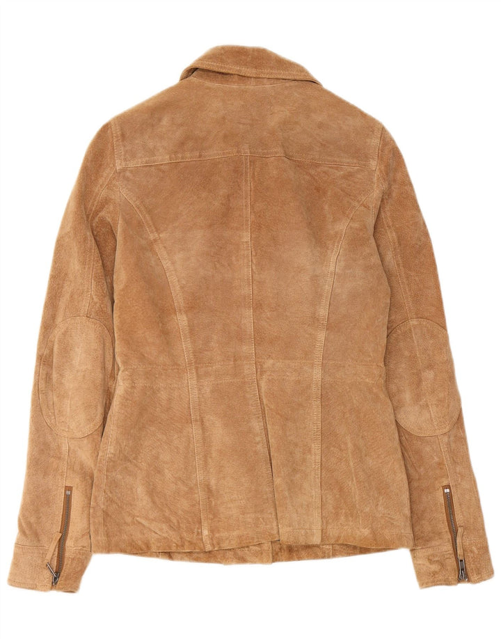 Giacca in pelle scamosciata da donna CAMAIEU UK 8 piccola in pelle beige