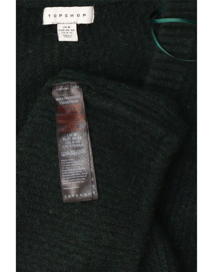 Maglione maglione con scollo a V lungo da donna Topshop UK 14 Poliestere verde medio