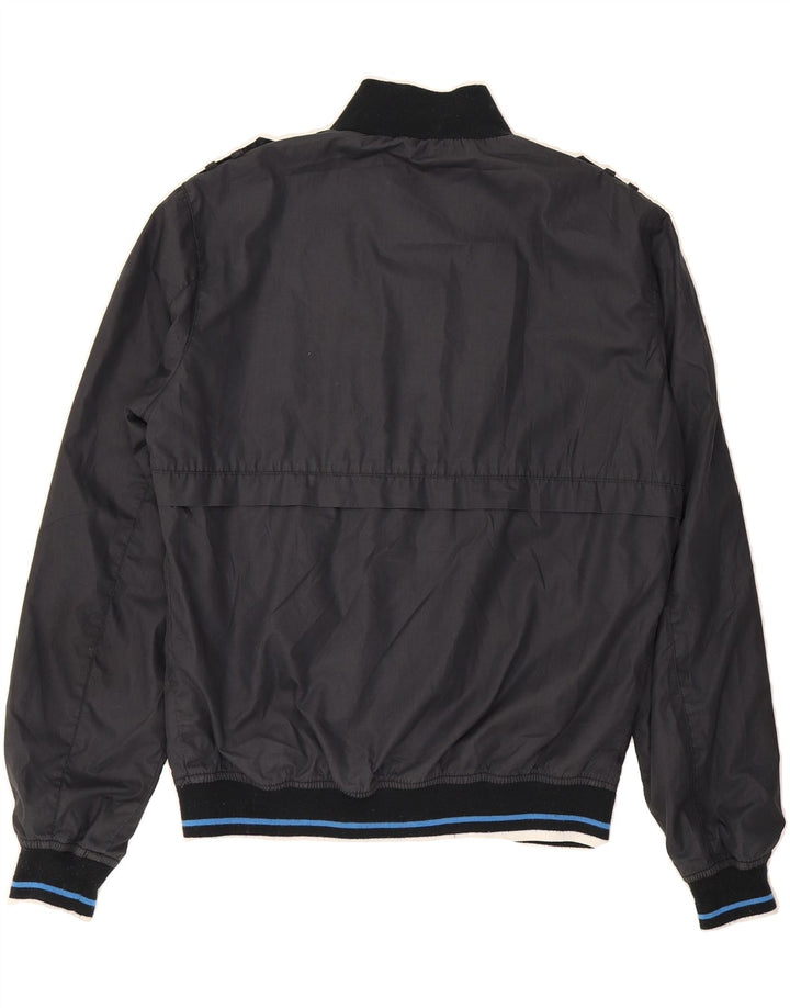 JACK & JONES Mens Military Bomber Jacket UK 38 Medium Navy Blue Cotton Vintage Jack & Jones and Second-Hand Jack & Jones from Messina Hembry 