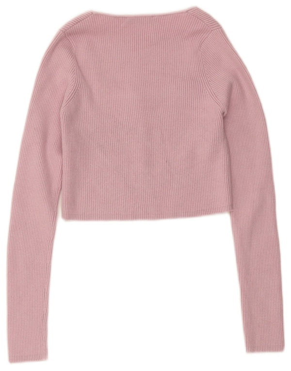 Top cardigan corto da donna Zara UK 8 piccolo nylon rosa
