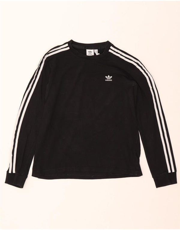 Top ADIDAS da donna a manica lunga UK 14 cotone nero medio