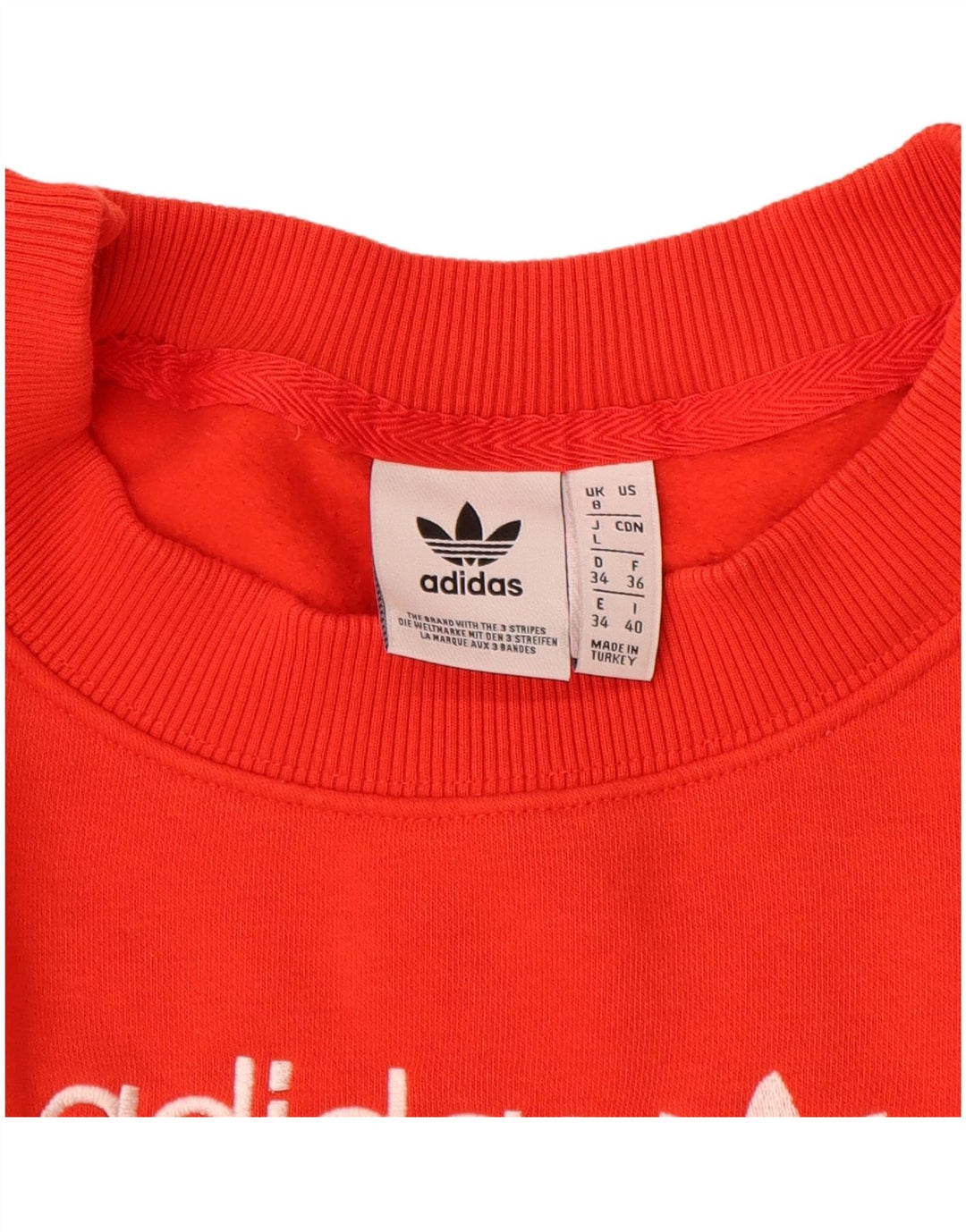 Felpa con grafica oversize da donna Adidas UK 8 Small Orange Cotton