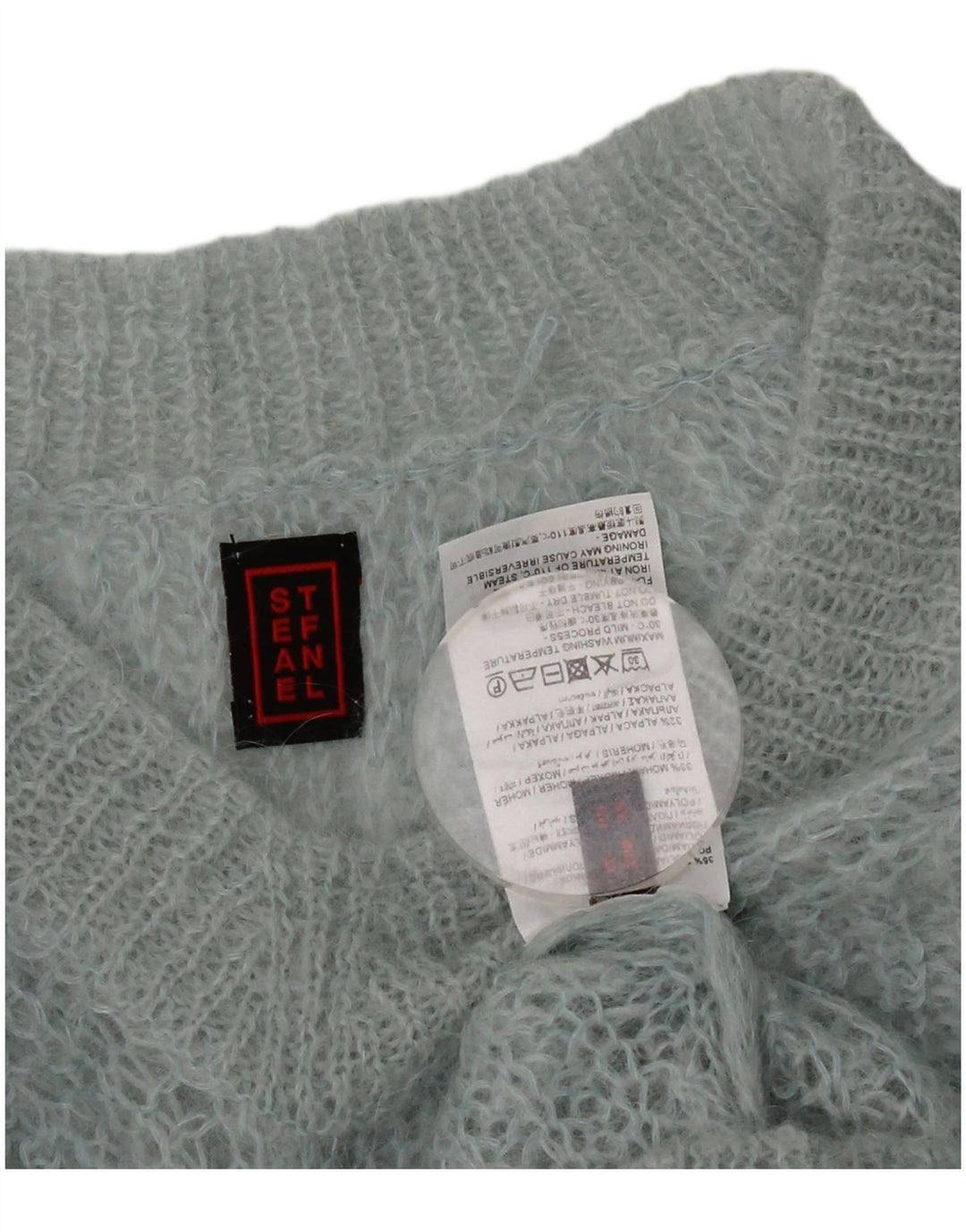 Maglione da donna oversize con scollo a V Stefanel UK 6 XS blu poliammide
