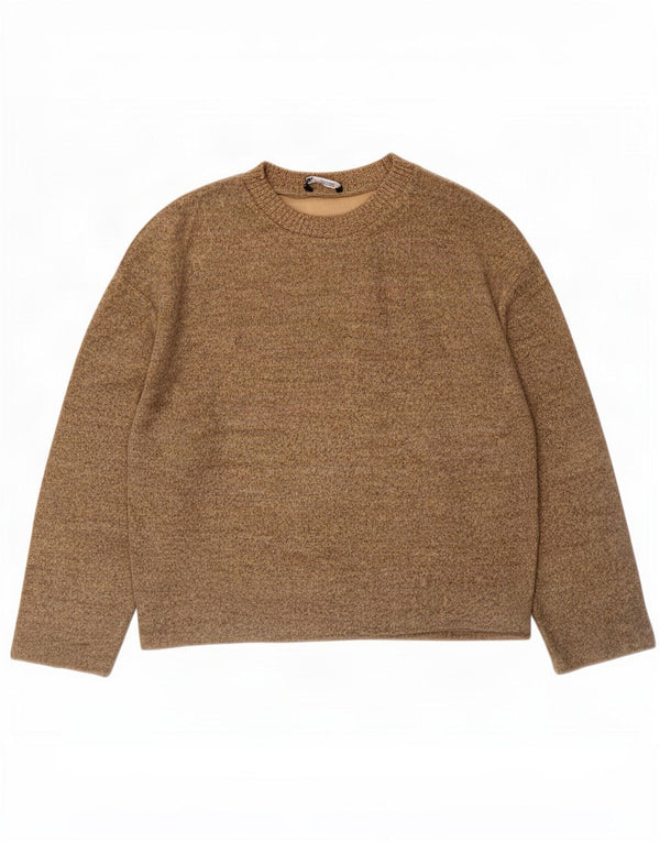 Maglione girocollo oversize da donna Zara UK 10 piccolo cotone marrone